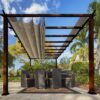 B-WARE Aluminium Pergola Florenz 1116 | Holzoptik dunkelbraun/braun | 350x505x236 cm