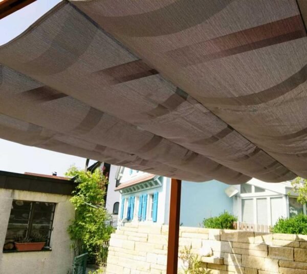 B-WARE Aluminium Pergola Florenz 1116 | Holzoptik dunkelbraun/braun | 350x505x236 cm