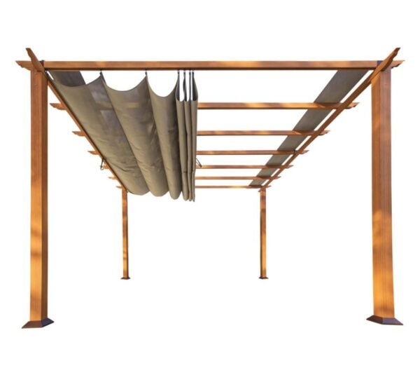 WEDEBAU_Paragon_Pavillon_Florida (4) B-WARE Aluminium Pergola Florida 1111 | Holzoptik hellbraun | 350x350x235 cm