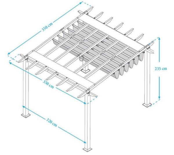 WEDEBAU_STC_Pergola_Pavillon_Flo B-WARE Aluminium Pergola Florida 1111 | Holzoptik hellbraun | 350x350x235 cm